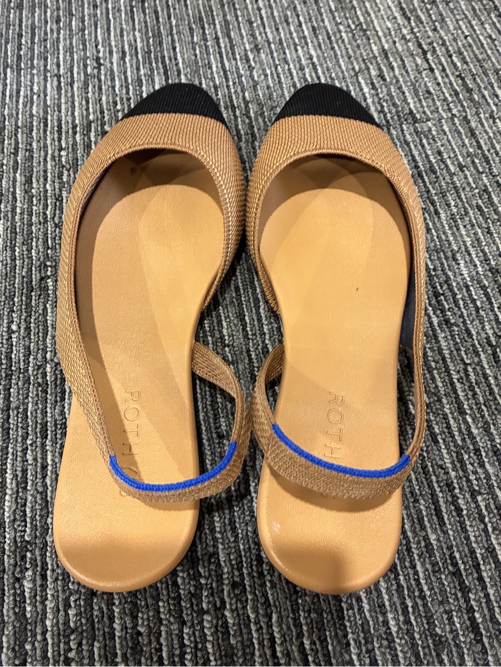 Rothy's Almond Slingback Flat in Tawny with Black Captoe - Picture 5 of 9